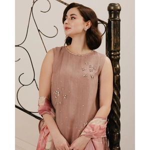 Hania Amir, Salwar Kameez Pakistaní Especial, Venta al por Mayor de Moda India, Organza con Cristales, Elegante Vestido Midi de Diseñador para Fiestas - Product Image 2