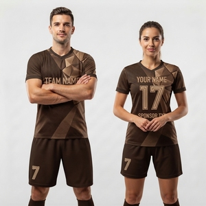 ชุดฟุตบอลแบบกำหนดเอง แพ็คเกจเสื้อขาสั้น โพลีเอสเตอร์ 100% พิมพ์ลายดิจิทัล ชุดยูนิเซ็กซ์ สีพื้น ด้านหน้าเรียบ ย้อมสีแบบทึบ บริการ OEM ODM แบบกำหนดเอง - Product Image 2