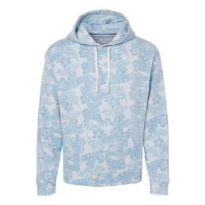 Sweat-shirt à capuche pour homme, bleu clair, imprimé floral, coupe classique, décontracté, en coton tricoté, pour l'été, avec poche - Product Image 1