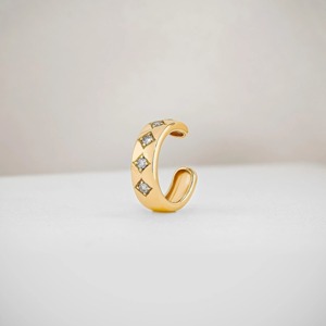 Pendientes de aro con estrella de oro de 14 quilates, pendientes de tuerca minimalistas con diamantes cultivados en laboratorio, joyería de oro macizo para mujer - Product Image 5