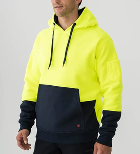 Sweat à capuche surdimensionné personnalisé avec logo OEM, haute visibilité, jaune, marine, orange, vêtements de travail pour l'hiver et les activités de plein air, 100% coton, 350 GSM - Product Image 3