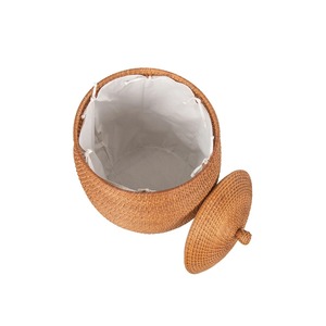Round Rattan <b>Basket</b> <b>with</b> a rounded center and <b>lid</b> Handmade Storage <b>Basket</b> Wholesale eco-friendly Made in Viet Nam - Product Image 5