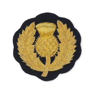 High Quality Custom Design Luxury Woven Felt Fabric Handmade Bullion Wire Embroidery Safety <b>Pin</b> Badges Custom Colors Custom Logo - Product Image 5