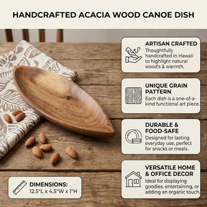 Bandeja de Madera de Acacia Hecha a Mano, Plato para Servir, Tazón Decorativo para Aperitivos, para Cocina y Decoración del Hogar - Product Image 6