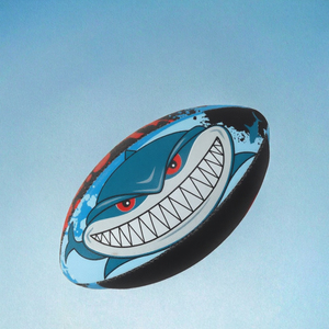 Ballon de rugby de qualité supérieure, design requin, taille officielle 5, en PVC mousse, cousu à la machine, haute performance, forte adhérence - Product Image 6