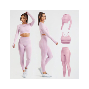Conjuntos deportivos de gimnasio para mujer, ropa deportiva, conjunto de dos piezas, top de yoga y leggings de cintura alta - Product Image 1