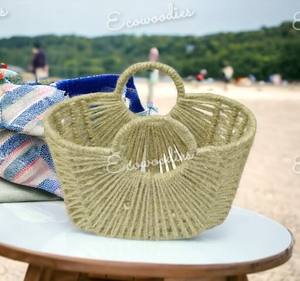 Hermosas Cestas de Almacenamiento de Bambú Hechas a Mano con Dos Asas, Organización del Hogar, Decoración Moderna, Cesta de Mimbre Ecológica Multifuncional - Product Image 2