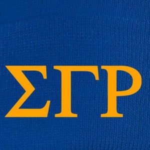 Bonnet tricoté Sigma Gamma Rho bleu roi pour femme, brodé, chaud, à revers, personnalisé, pour sororité universitaire grecque - Product Image 3