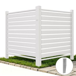 Schermo per la privacy in vinile per condizionatore d'aria, 44"W x 44"H, 2 pannelli, recinzione per attrezzature da piscina esterna con picchetti in metallo - Product Image 1