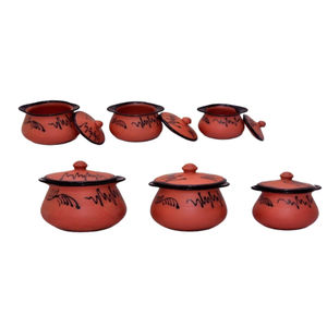 Service de vaisselle en terre cuite artisanal avec couvercles - Portable, réutilisable, durable, résistant à la chaleur, anti-fuite, style campagnard - Product Image 2