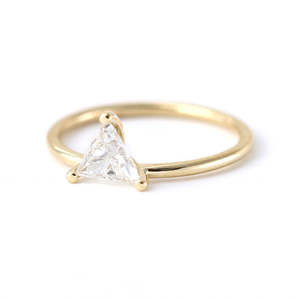 Women's 14K Gold Plated Lab Grown Triangle Cut Diamond 2.5 Carat IGI Certified Minimalist Engagement <b>Ring</b> - Product Image 1