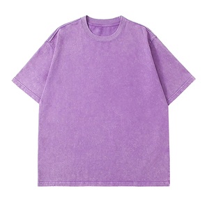 T-shirt vintage personnalisé en jersey épais délavé à l'acide, en coton peigné, col côtelé, épaules tombantes, coupe oversize, grande taille, style streetwear - Product Image 3