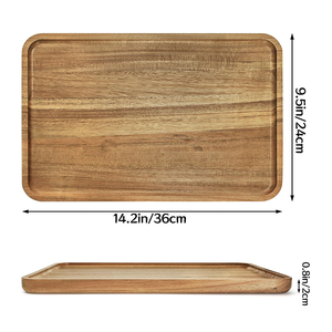Factory Wholesale Modern Single Wooden Tray Raised Edge Stackable <b>Solid</b> <b>Wood</b> Organizer Tray for <b>Desk</b> Table Kitchen Storage - Product Image 5