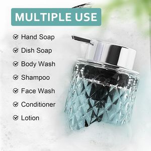 Distributeur de savon moussant pour les mains en verre transparent, 7,8 oz, flacon pompe en plastique rechargeable, distributeurs de savon liquide pour salle de bain - Product Image 3