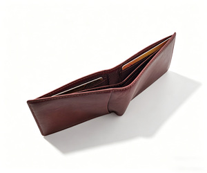 Hot Item Castello Men's Bi-fold Card <b>Wallet</b> Brown Slim Minimalist Embossed Logo Genuine Leather RFID Short Length Polyester - Product Image 5