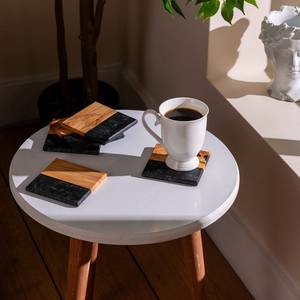 Wooden Rectangle Modern Eco-Friendly Coaster Holder Set Blue <b>Drink</b> Coasters Table Mat <b>Rack</b> for Home Cafe - Product Image 2