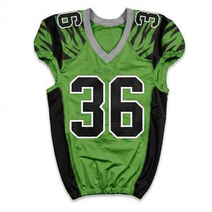 Jersey de Fútbol Americano Verde Lima de Alta Visibilidad con Ribete Negro, Uniformes Deportivos Personalizados Sublimados para Entrenamiento de Fútbol Americano - Product Image 1
