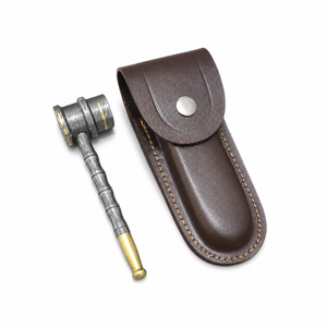 Jexmoo Pipa de Fumar Recta Reutilizable de Acero de Damasco de Lujo Hecha a Mano con Funda de Cuero, Regalo para Papá, Esposo, Novio - Product Image 3