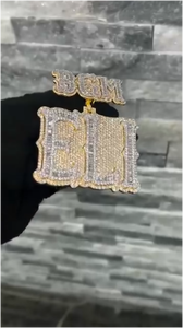 Joyería Hip Hop, Letras 3D Completamente Cubiertas de Diamantes, Colgante Personalizado de Plata de Ley 925 con Moissanita Baguette, Unisex, para Fiestas - Product Image 3