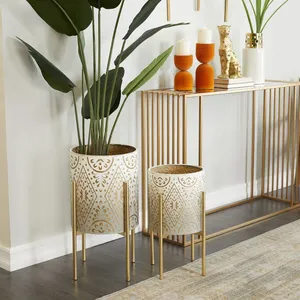 Maceta Colgante Moderna de Cerámica Chapada en Oro, Ecológica, con Patrón Circular, Diseño Clásico, Decorativa para Interiores - Product Image 6