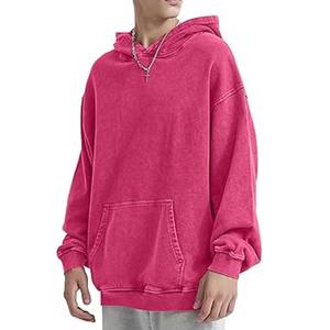 Sweat à capuche unisexe rose délavé à l'acide, grande taille pour homme, en coton brossé 400 g/m², style streetwear vintage délavé - Product Image 1