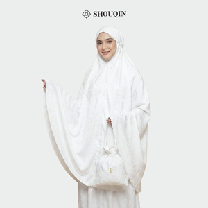Ensemble de prière de voyage élégant pour femme Shouqin 2-en-1, tenue de prière islamique florale anti-plis longue en polyester micro-découpé au laser - Product Image 1