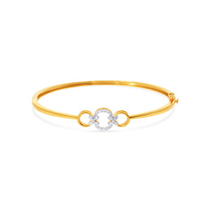 Elegant 14K Gold Plated Clover Crystal Openable <b>Bangle</b> <b>Bracelet</b> for Women | Luxury Adjustable Fashion Jewelry Gift - Product Image 1