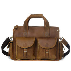 Top Quality Crazy Horse Leather Men <b>Briefcase</b> Rugged Executive Laptop Carrier with Smart Organizer Pockets Bulk Supply Low MOQ - Product Image 1
