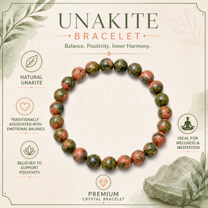 Natural Unakite 8mm Gemstone <b>Crystal</b> Beaded Stretch <b>Bracelet</b> Women's Ethnic Style Third Party Certified Wholesale Supply Brandon - Product Image 1