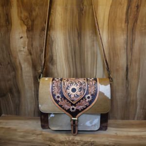 Bolso de mano de cuero con pelo de vaca grabado estilo occidental único para mujer, hecho a mano, estilo vintage, tipo bandolera - Product Image 1
