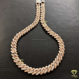 Cadena Cubana de Plata de Ley 925 de 12 mm, Dos Tonos, con Doble Hilera de Diamantes Moissanite, Collar Hip Hop para Hombre, Joyería de Lujo - Product Image 4