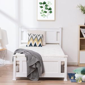 Wholesale Modern White Solid Wood <b>Twin</b> Kid's <b>Bed</b> <b>Frame</b> Minimalist Single <b>Bed</b> | Pindel Handicraft - Product Image 4