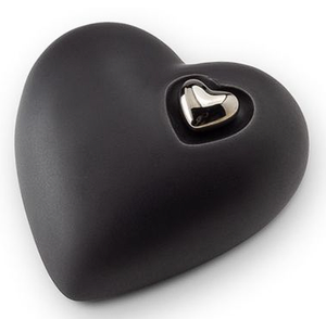 Urna Conmemorativa Mini Corazón Gris con Detalles Plateados para Cenizas, Corazón para Cenizas Funerarias de Metal Latón/Aluminio - Product Image 2
