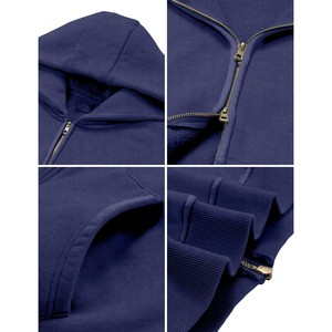 Sudadera con capucha y cremallera para hombre, hecha a medida, de gran tamaño, azul sólido, informal, de manga larga con bolsillos, estilo urbano, varios colores. - Product Image 5