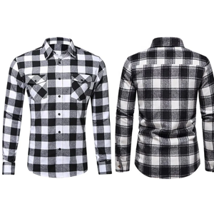 Chemises habillées en flanelle unie à manches longues pour hommes de haute qualité, col montant formel, 100 % coton, doublure matelassée, 140 g, coupe oversize - Product Image 1
