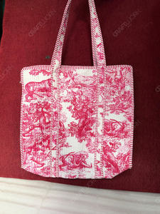 Bolso Tote de Algodón Acolchado con Estampado Toile Rojo Hecho a Mano, Bolso de Compras Textil Vintage con Diseño de Vida Silvestre, Bolso Grande para Llevar al Hombro, OEM - Product Image 2