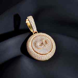 Iced Out custom Pendant 18K Gold Plated Alloy Rhinestone Themed Charm Men's Hiphop Style - Product Image 1