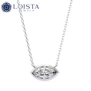 LOISTA Women's Platinum Marquise Cut Diamond Pendant Necklace GIA Certified D Color Minimalist Everyday Wear - Product Image 1