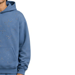 Sweat à capuche personnalisé pour homme, motif chimie en strass bleus, coupe oversize, en polaire épaisse, streetwear décontracté, avec logo personnalisé - Product Image 4