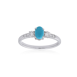 Bague de fiançailles Ivaan Jewels en argent sterling 925 avec pierre précieuse turquoise et accents de zircon cubique, bijoux tendance pour femmes - Product Image 1