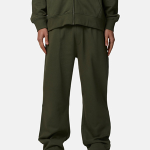 Men's Olive Green 50% Polyester Anti-Bacterial Sweatpants <b>Drawstring</b> Closure Elastic Waist Casual Joggers Side Pockets Pants - Product Image 1