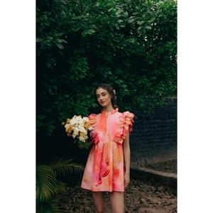 Vestido Rosa Ember de Alta Calidad para Mujer, Lleva el Sol Hecho a Mano con Ella, Hecho de Popelina 100% Algodón, Venta al Por Mayor - Product Image 3