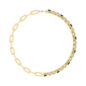 Premium 4.62 CTW Round Lab-Grown Diamond & Emerald Paperclip Chain Bracelet 14K Gold - Product Image 6