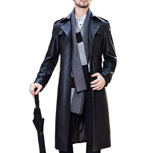 Manteau long en cuir léger, écologique et respirant, matériau moderne au toucher doux, design décontracté et confortable, trench-coat pour homme - Product Image 2