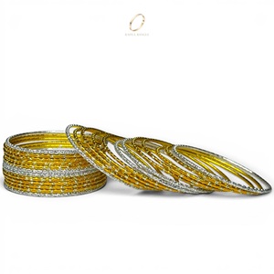 Juego de Brazaletes de Acero Inoxidable Amarillo para Niñas, Diseño Moderno y Lindo, con Circonitas, para Bodas, Joyería de Moda India, Fabricante - Product Image 4