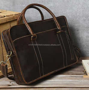 Sac d'ordinateur portable en cuir Crunch fait à la main de bonne qualité hommes style original cuir crunch Style occidental Style occidental - Product Image 3