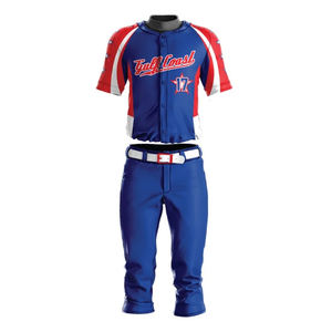 Ensembles d'uniformes de baseball personnalisés respirants grande taille à manches courtes en polyester sublimé avec pantalon – Vente en gros directe usine - Product Image 1