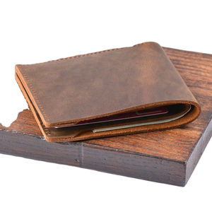 Cartera de cuero delgada para hombre, diseño minimalista para viajes, protección RFID con múltiples compartimentos para tarjetas, efectivo y monedas - Product Image 1