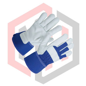 Guantes de Trabajo Resistentes de Cuero Dividido, Color Azul, Palma Reforzada, Grado Industrial, Resistentes a Químicos y al Calor - Product Image 2