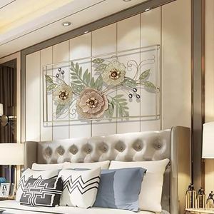 Contemporary Metal Wall Art Floral Botanical Rectangle Handmade Decorative Hanging Accent - Product Image 3